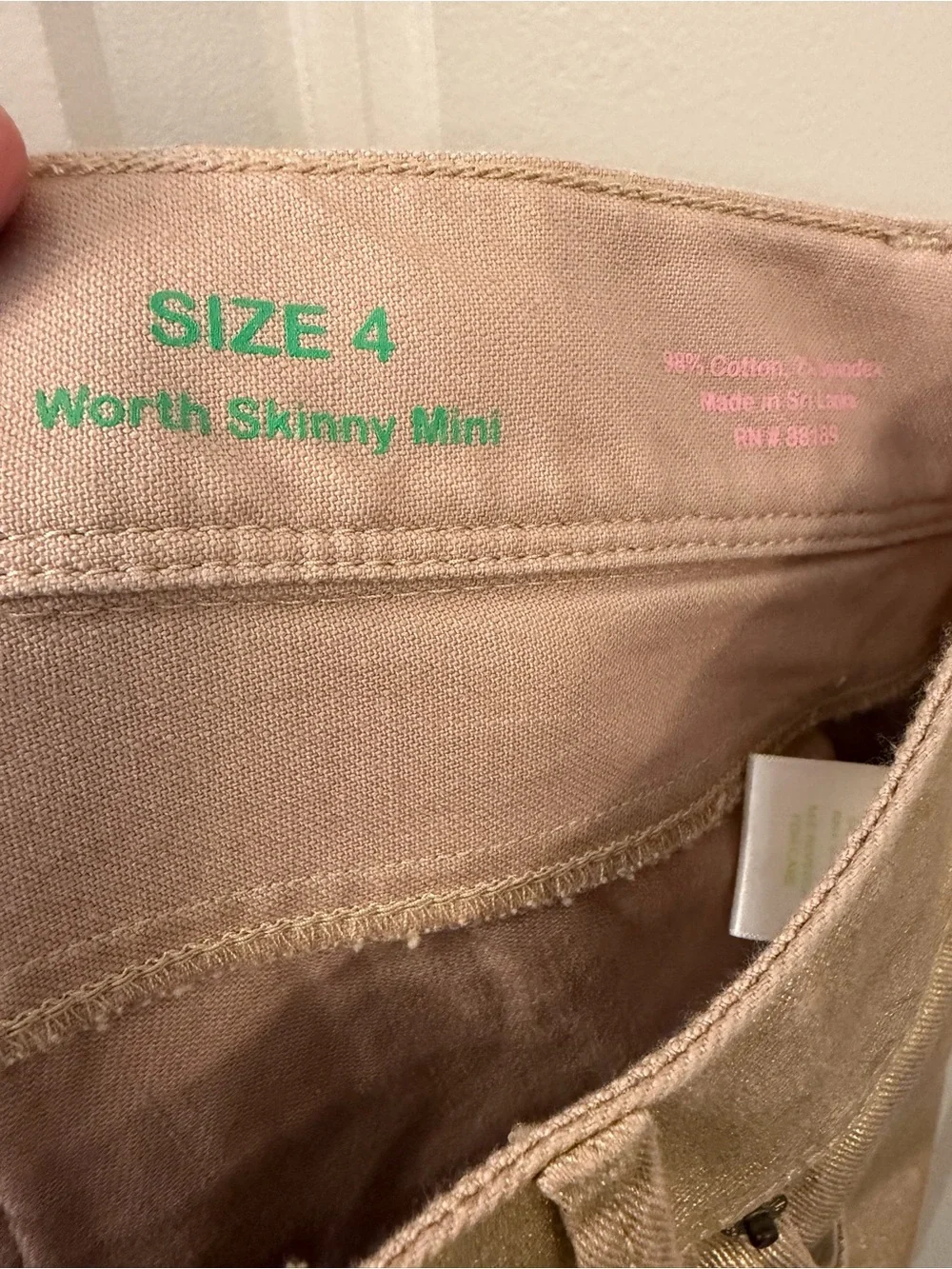 Lilly Pulitzer size 4 Metallic Gold Worth Skinny Mini Pants